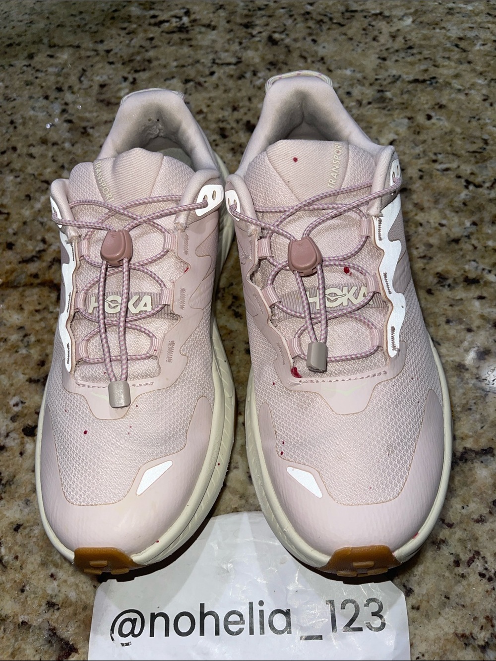 HOKA Transport Women’s Light Pink Athletic Sneakers with White Accents